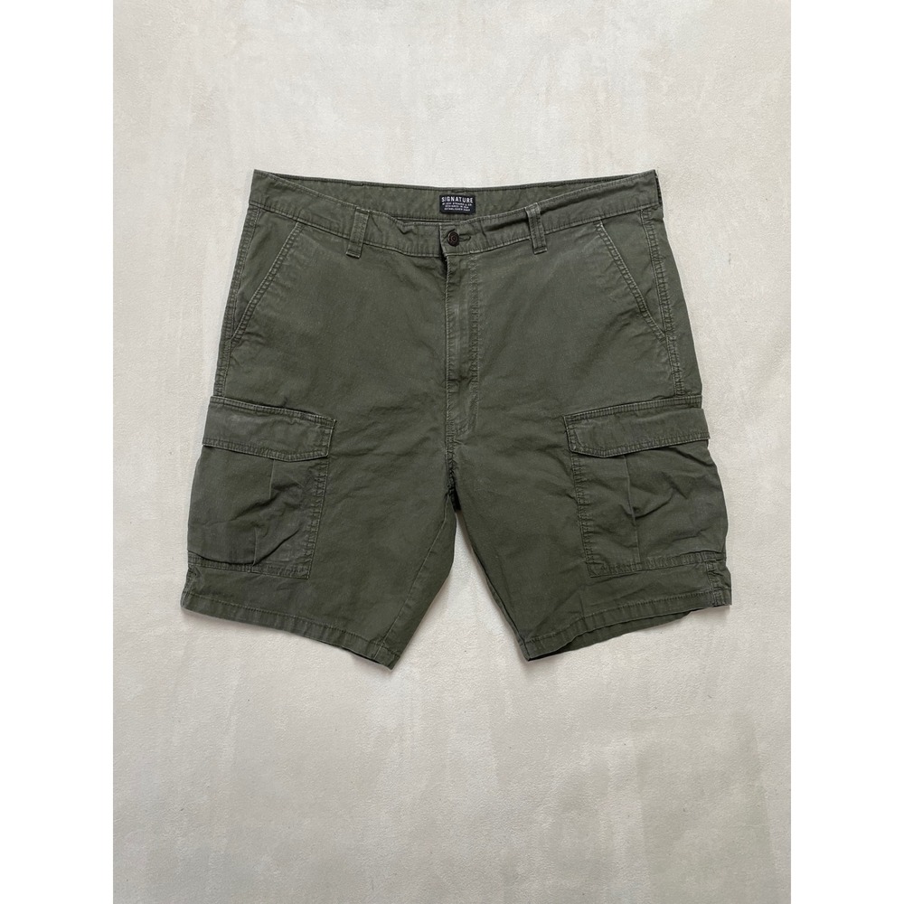 Signature by Levi Strauss Men 40 Olive Green Ripstop Cargo Shorts Utility W40